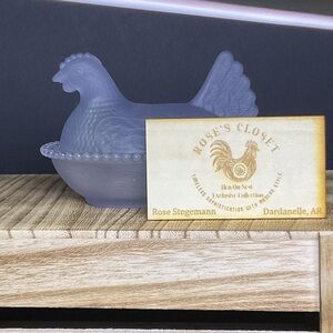 Satin Gray Glass Hen Dish